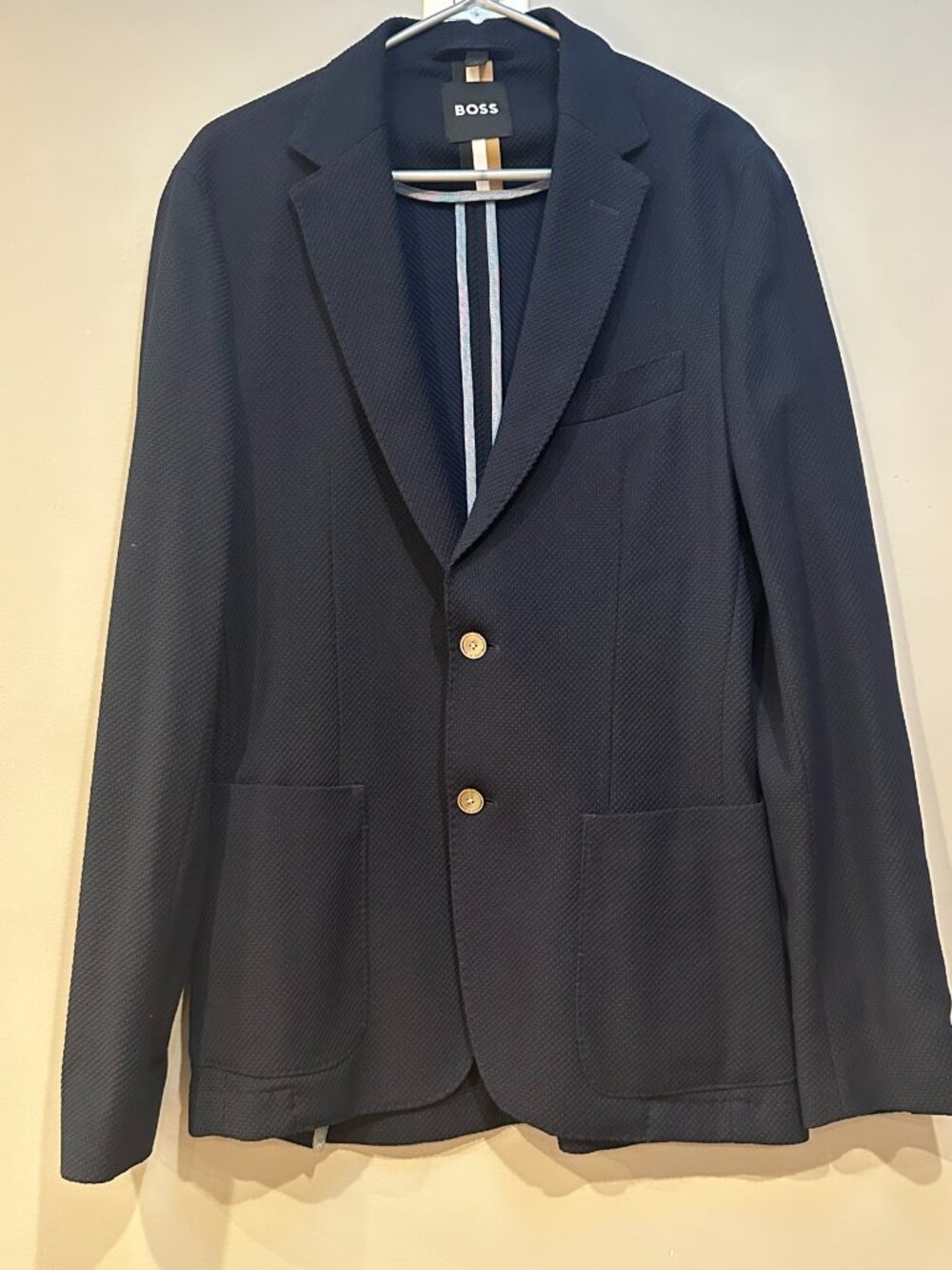 BOSS Hugo Boss Navy Slim Fit Blazer Sport Coat Guabello Bi-Stretch 42R